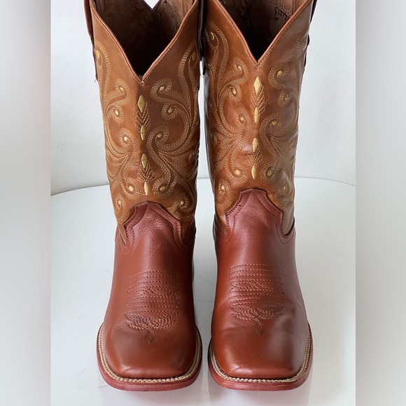 Ferrini Square Toe Cowboy Boots Men’s Size 10 Cowhide Leather Brown Embroidered - Picture 5 of 15
